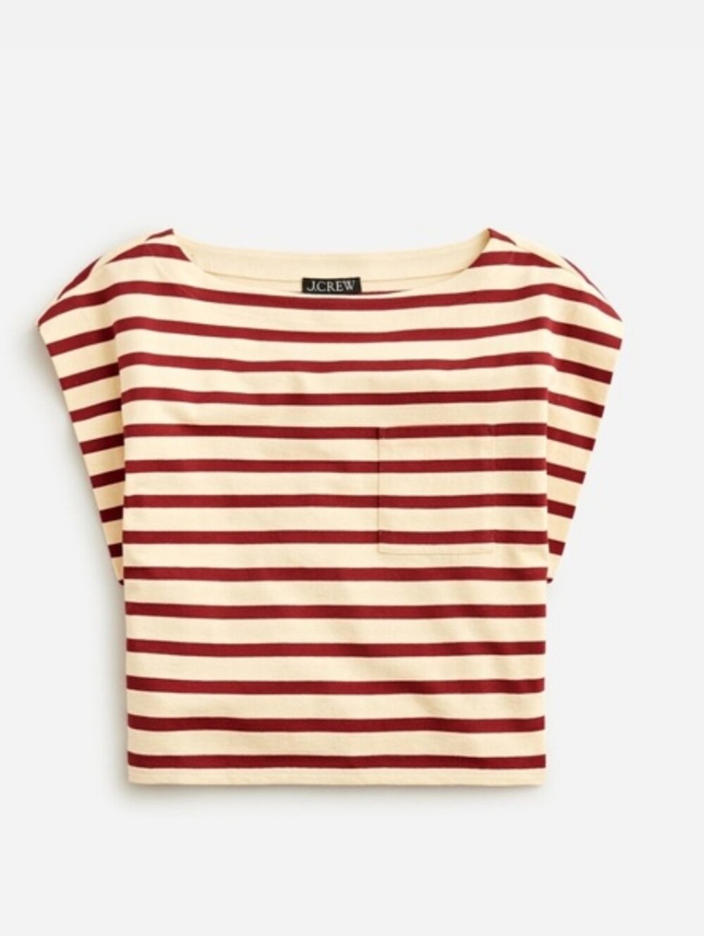 J. Crew Boatneck Muscle Tee In Striped Mariner Cream/Red Size Large